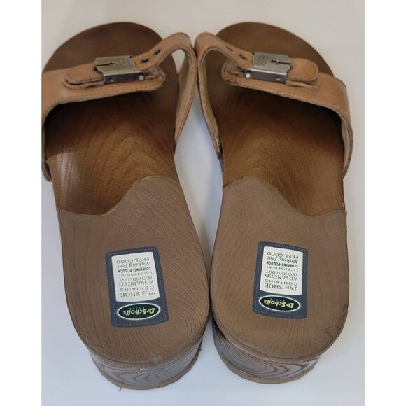 Dr Scholl's Tan Exercise Sandals Rubber Buckle Soft Sole Sz 9 - Picture 4 of 8